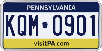 PA license plate KQM0901
