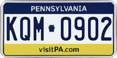 PA license plate KQM0902