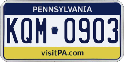 PA license plate KQM0903