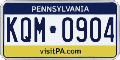 PA license plate KQM0904