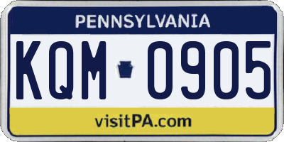 PA license plate KQM0905