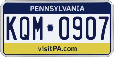 PA license plate KQM0907