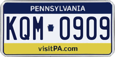 PA license plate KQM0909