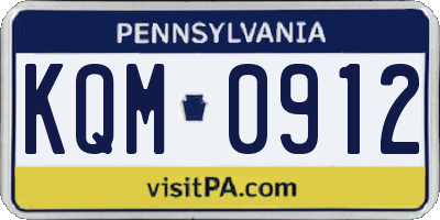 PA license plate KQM0912