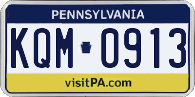 PA license plate KQM0913