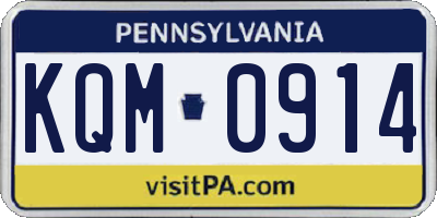 PA license plate KQM0914