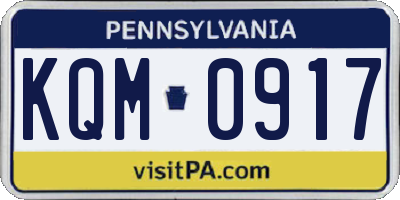 PA license plate KQM0917