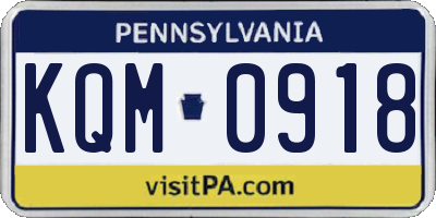 PA license plate KQM0918