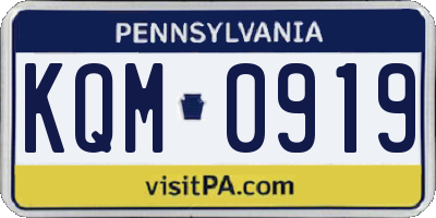 PA license plate KQM0919