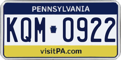 PA license plate KQM0922