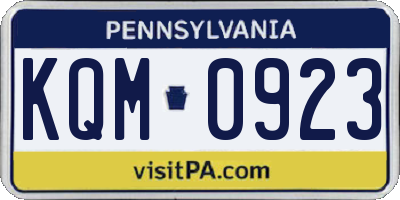 PA license plate KQM0923