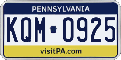 PA license plate KQM0925