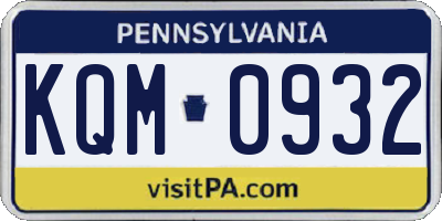 PA license plate KQM0932