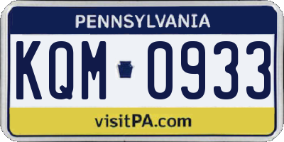 PA license plate KQM0933