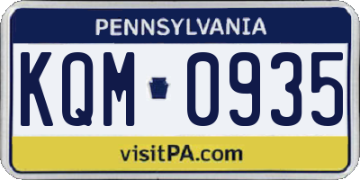 PA license plate KQM0935