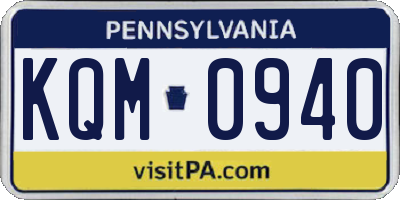 PA license plate KQM0940