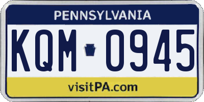 PA license plate KQM0945