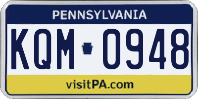 PA license plate KQM0948