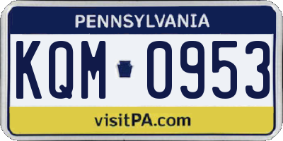 PA license plate KQM0953