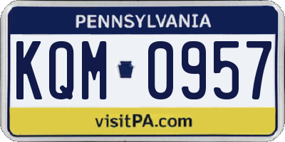 PA license plate KQM0957