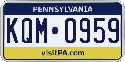 PA license plate KQM0959