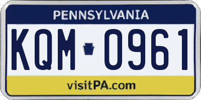 PA license plate KQM0961