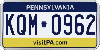 PA license plate KQM0962