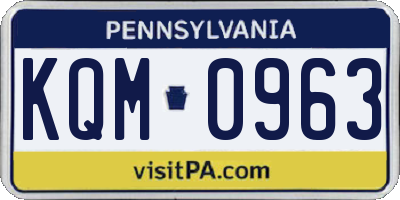 PA license plate KQM0963