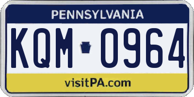 PA license plate KQM0964