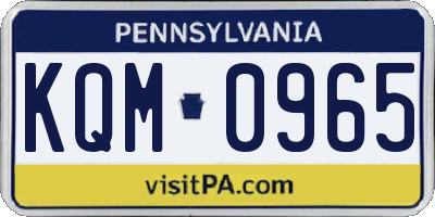 PA license plate KQM0965