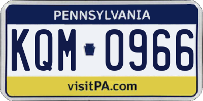 PA license plate KQM0966