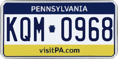 PA license plate KQM0968