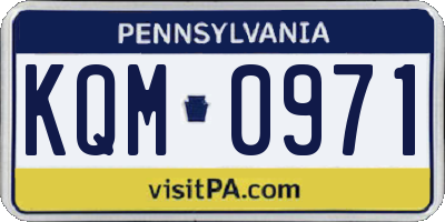 PA license plate KQM0971