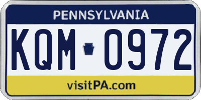 PA license plate KQM0972