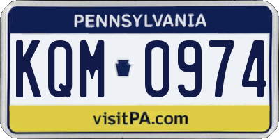 PA license plate KQM0974