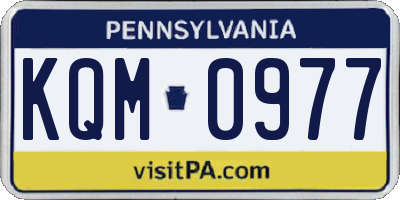 PA license plate KQM0977