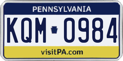 PA license plate KQM0984