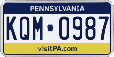 PA license plate KQM0987