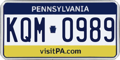 PA license plate KQM0989