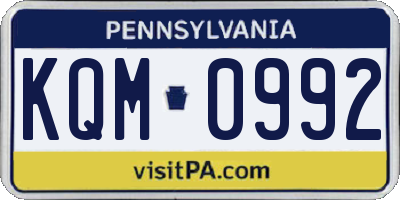 PA license plate KQM0992