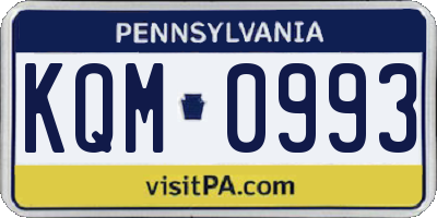 PA license plate KQM0993