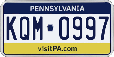 PA license plate KQM0997