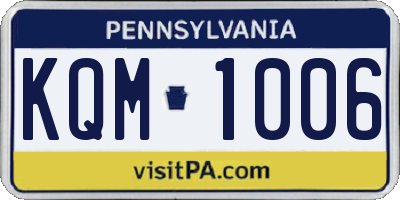 PA license plate KQM1006