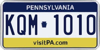 PA license plate KQM1010