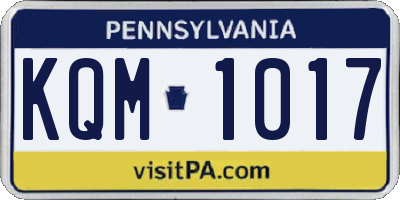 PA license plate KQM1017