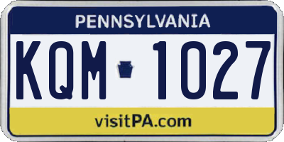 PA license plate KQM1027