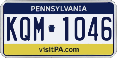 PA license plate KQM1046