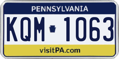 PA license plate KQM1063