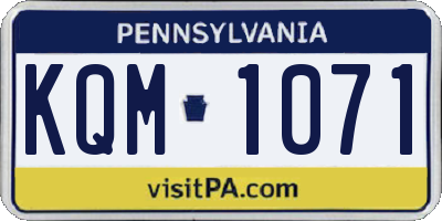 PA license plate KQM1071