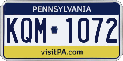 PA license plate KQM1072